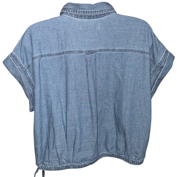 NWT Madewell Denim Drawstring Cropped Top Size Large - Picture 2 of 5